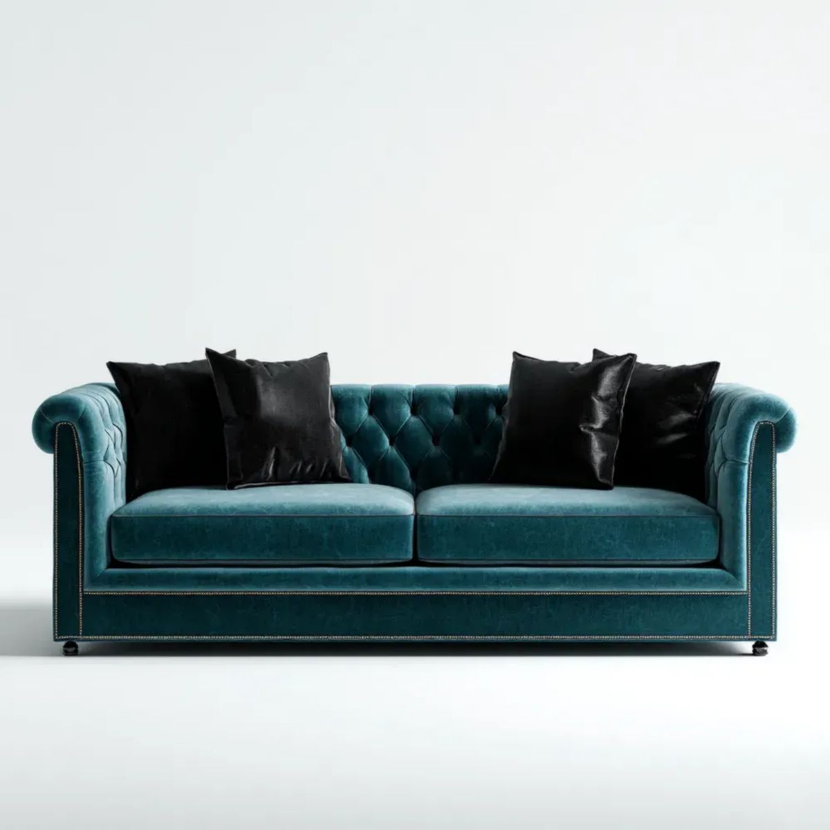 Dwuosobowa sofa Chesterfield z aksamitu turkusowa 180 x 90 x 78 cm