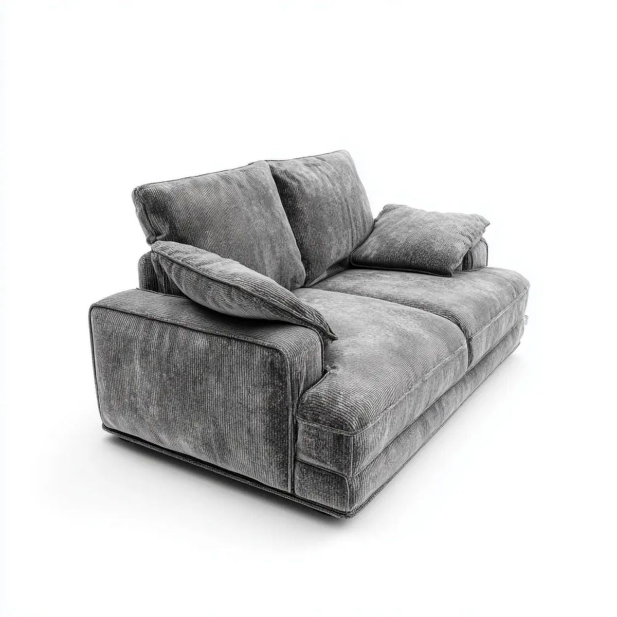 Dwuosobowa sofa z szarej tkaniny sztruksowej 180 x 105 x 85 cm