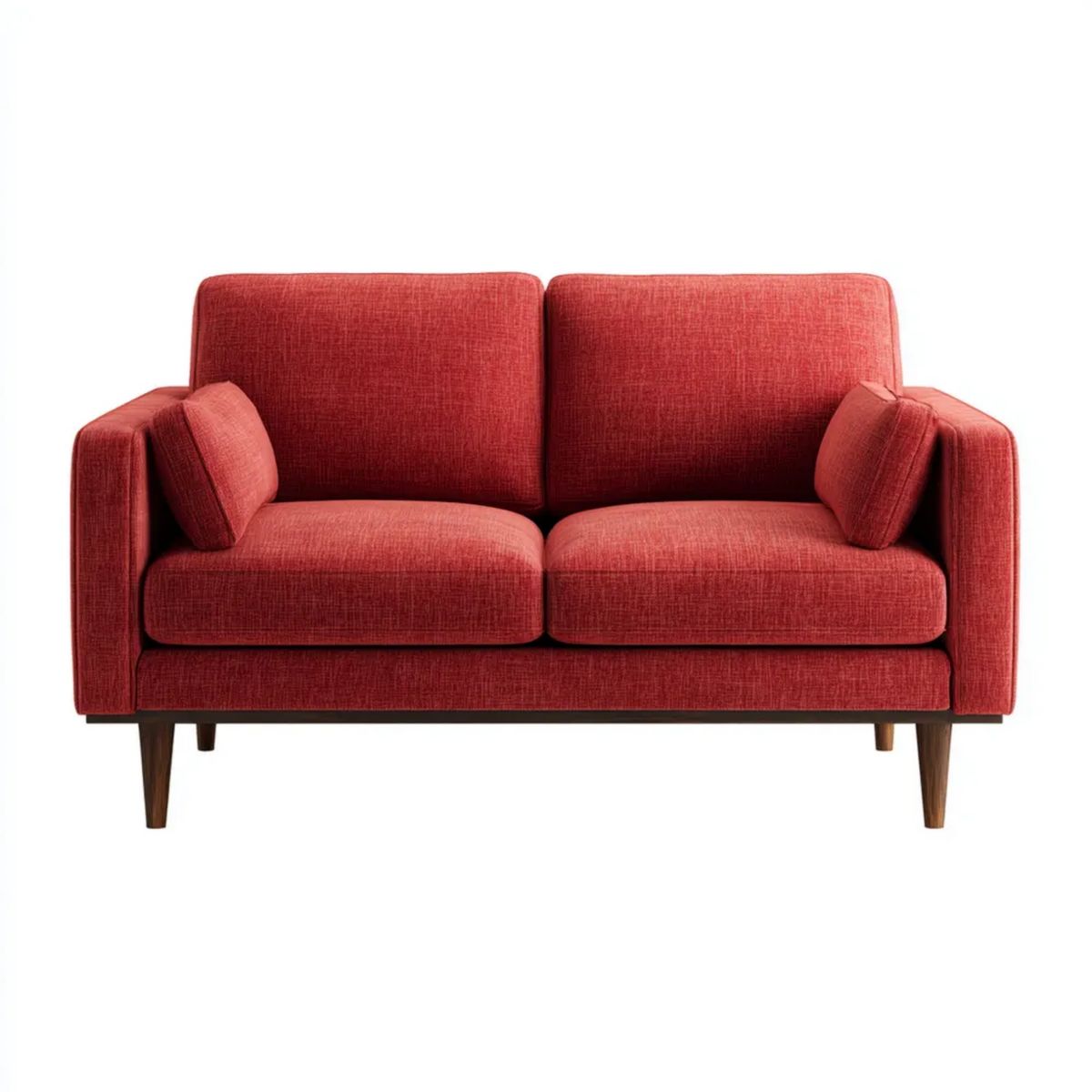 Dwuosobowa sofa z tkaniny poliestrowej, czerwona/brązowa, 150 x 85 x 85 cm