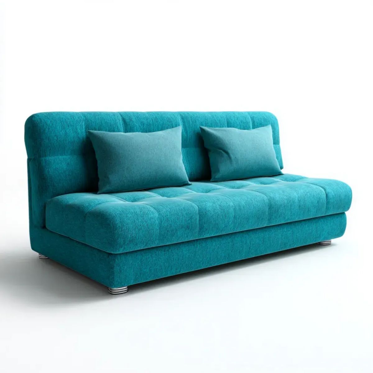 Trzyosobowa sofa turkusowa z tapicerką poliestrową, 220 × 95 × 88 cm