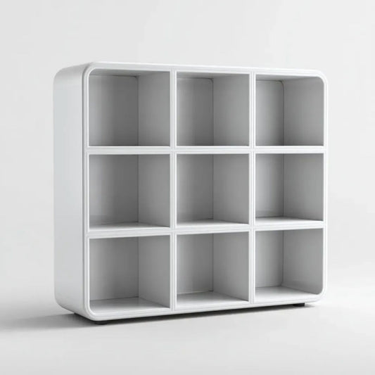 Biały regał stojący z MDF z 9 otwartymi komorami, 120 x 120 x 35 cm