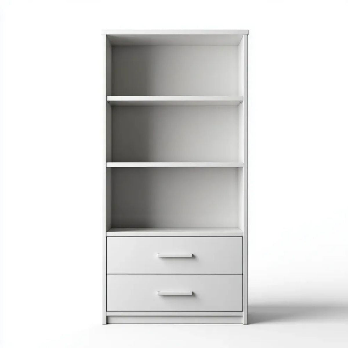 Biały regał biblioteczny z 2 szufladami z płyty wiórowej laminowanej, 60 x 30 x 180 cm