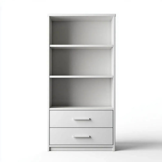 Biały regał biblioteczny z 2 szufladami z płyty wiórowej laminowanej, 60 x 30 x 180 cm