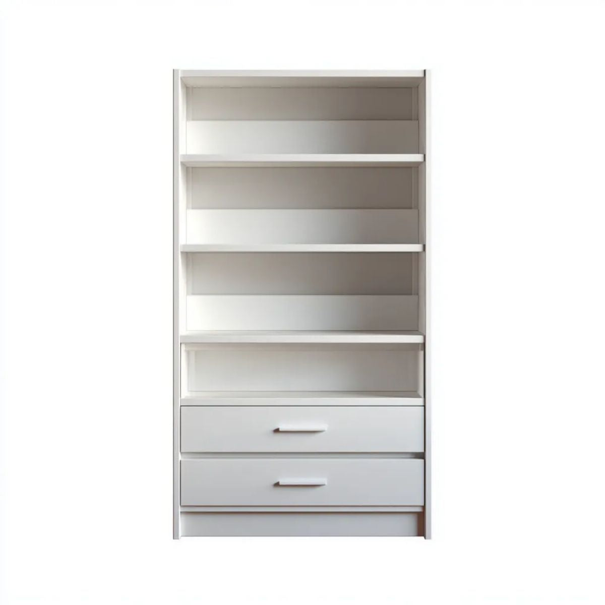 Biały regał biblioteczny z płyty wiórowej laminowanej 80 x 30 x 200 cm, 4 półki i 2 szuflady