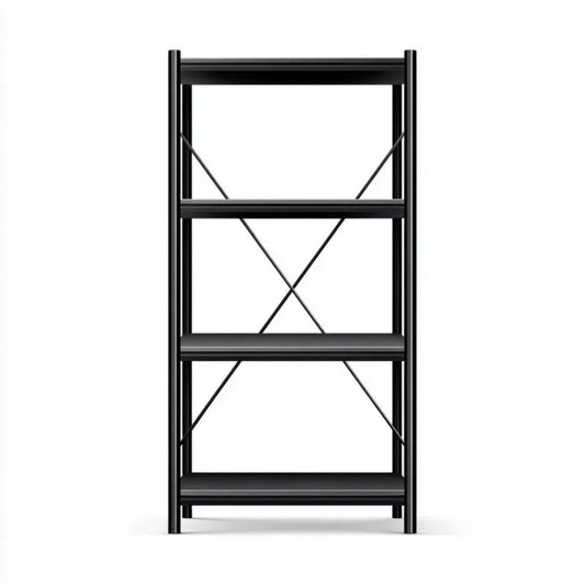 Regał magazynowy czarny ze stali węglowej 140 x 60 x 30 cm, 4 półki
