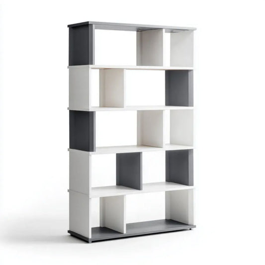 Regał stojący na książki z płyty wiórowej laminowanej biało-antracytowy 80 x 30 x 180 cm
