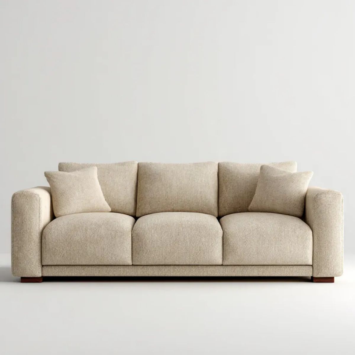 Sofa trzyosobowa beżowa z tapicerką poliestrową 230 x 95 x 85 cm