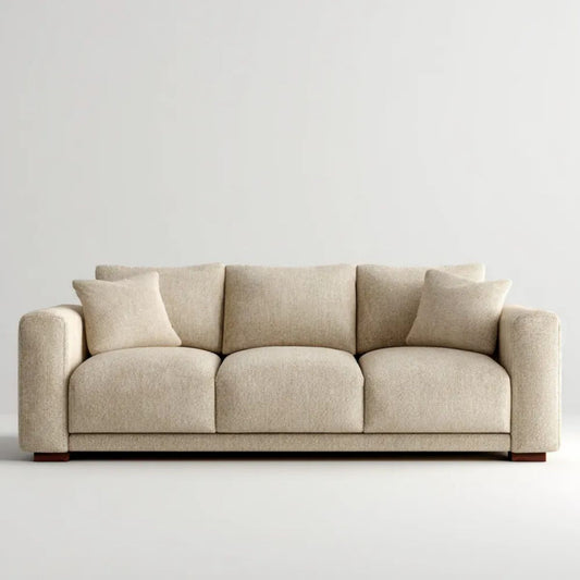 Sofa trzyosobowa beżowa z tapicerką poliestrową 230 x 95 x 85 cm