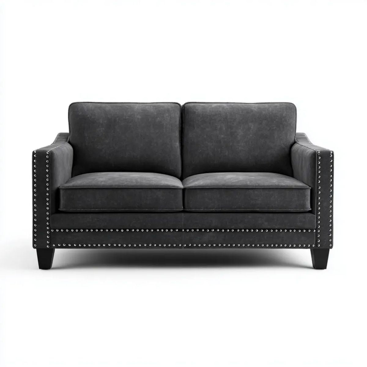 Dwuosobowa sofa grafitowa z aksamitu poliestrowego 140 x 80 x 85 cm