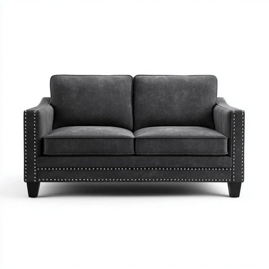 Dwuosobowa sofa grafitowa z aksamitu poliestrowego 140 x 80 x 85 cm