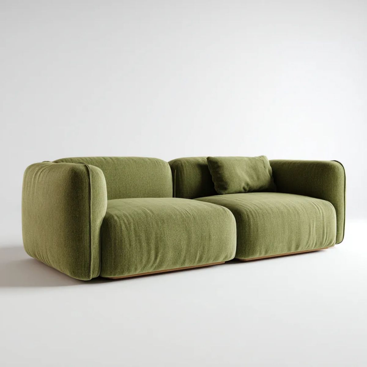 Modułowa sofa 2-osobowa z tapicerką poliestrową, oliwkowozielona, 220 × 100 × 70 cm