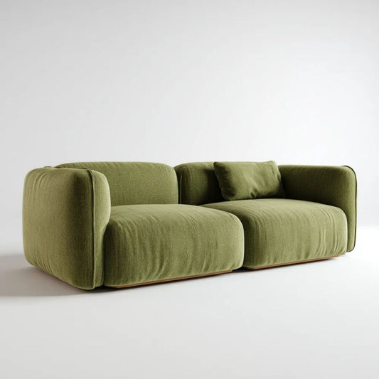 Modułowa sofa 2-osobowa z tapicerką poliestrową, oliwkowozielona, 220 × 100 × 70 cm