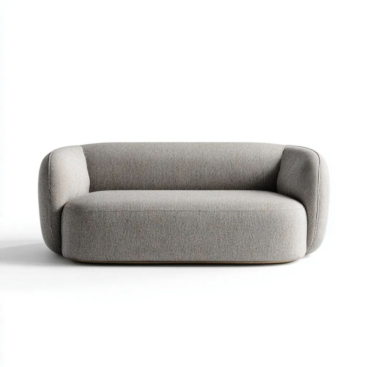 Szara sofa dwuosobowa z poliestru 180 x 90 x 72 cm o zaokrąglonej formie