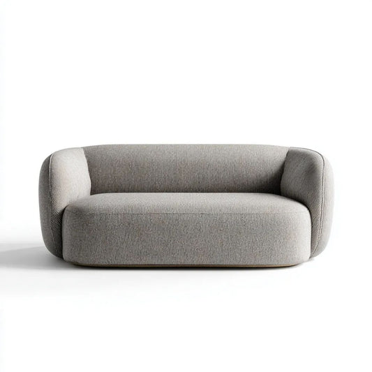 Szara sofa dwuosobowa z poliestru 180 x 90 x 72 cm o zaokrąglonej formie
