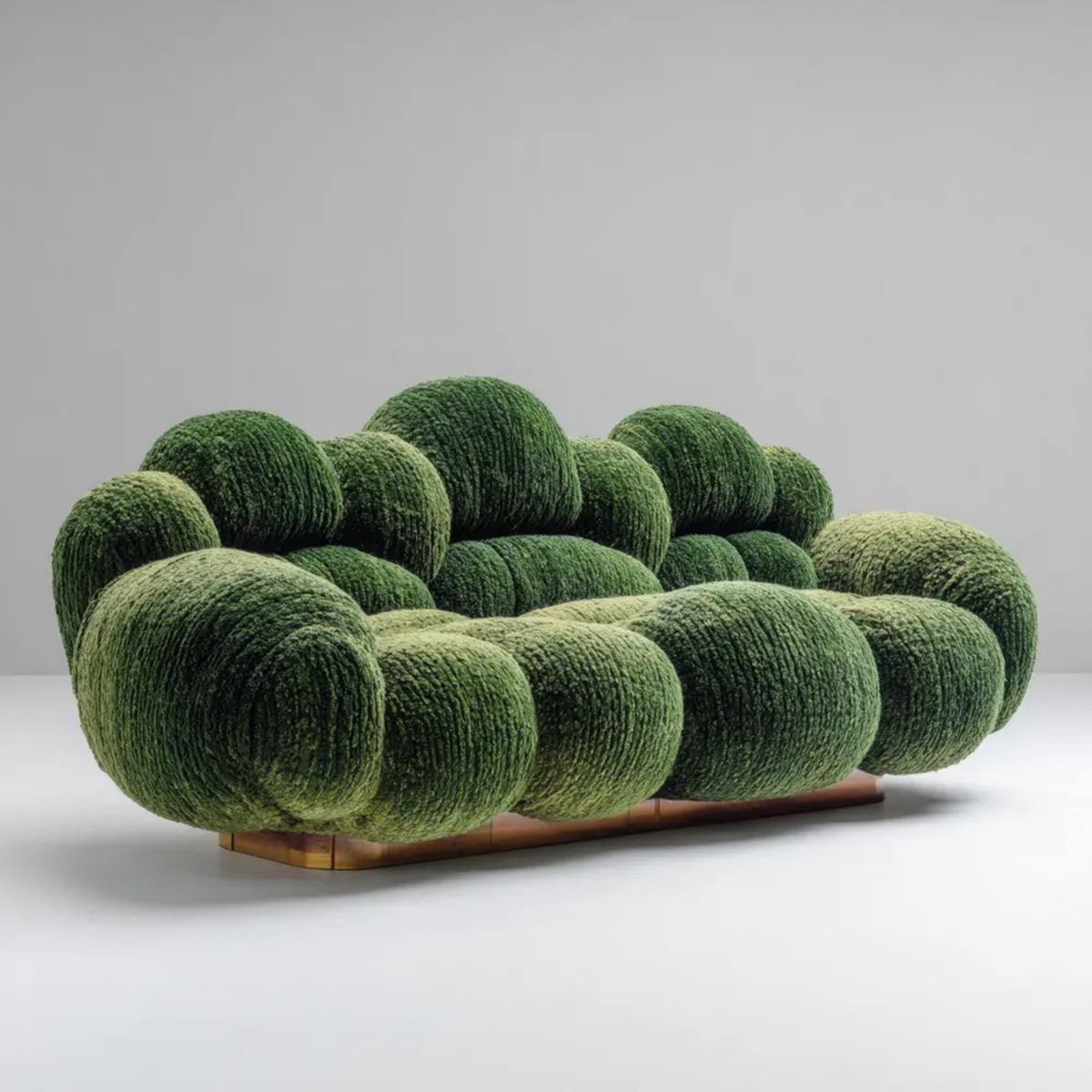 Trzyosobowa sofa tapicerowana bouclé zielona, 240 × 105 × 78 cm, zaokrąglona