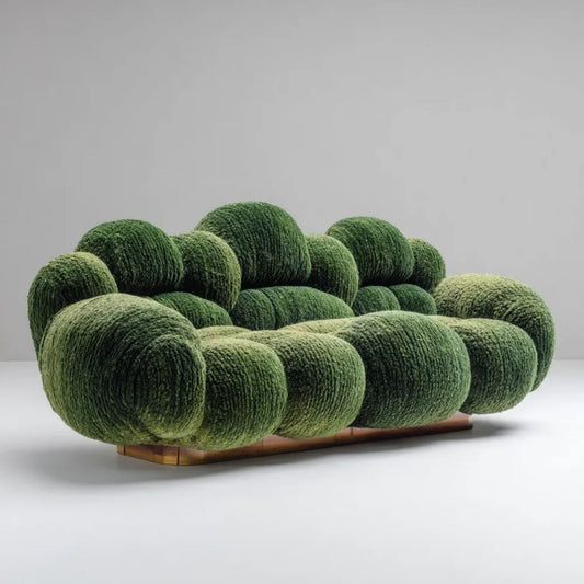 Trzyosobowa sofa tapicerowana bouclé zielona, 240 × 105 × 78 cm, zaokrąglona