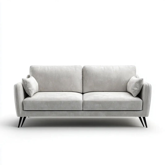 Dwuosobowa sofa z tapicerką poliestrową jasnoszara/czarna, 180 x 86 x 84 cm
