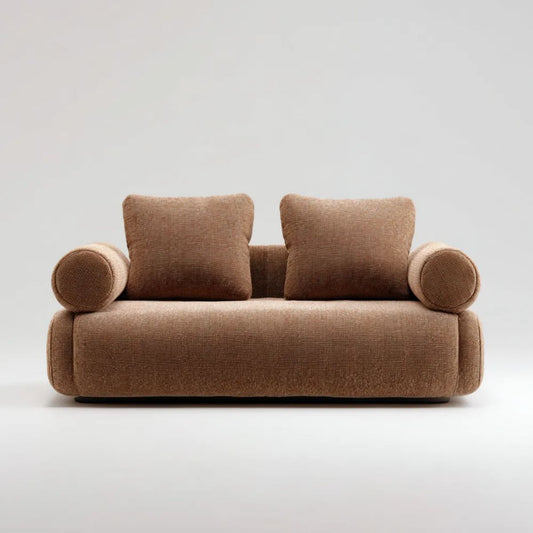 Brązowa sofa dwuosobowa z tapicerką poliestrową 170 x 90 x 78 cm