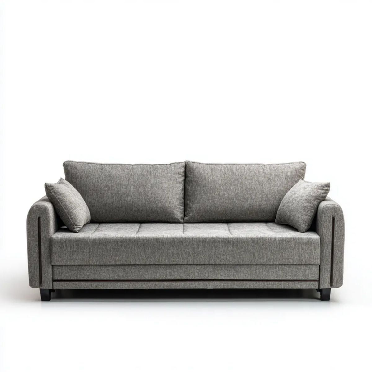 Sofa 3-osobowa szara z poliestru 200 x 90 x 85 cm