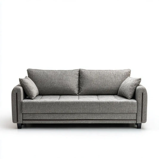 Sofa 3-osobowa szara z poliestru 200 x 90 x 85 cm