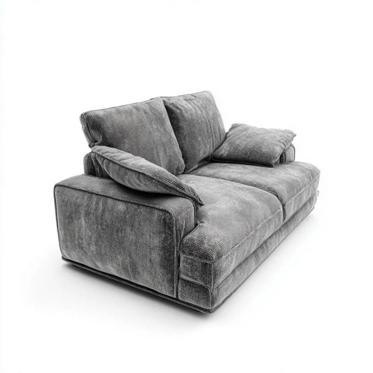 Dwuosobowa sofa z szarej tkaniny sztruksowej 180 x 105 x 85 cm