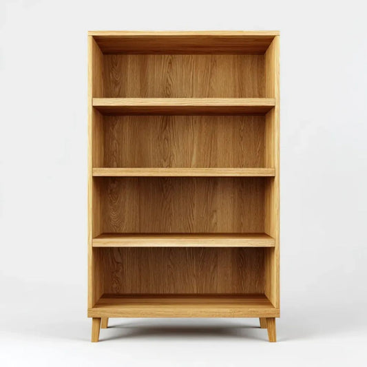 Regał biblioteczny z litego drewna dębowego, naturalny dąb, 90 × 35 × 180 cm