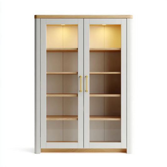 Biała witryna szklana z płyty MDF i półkami, 100 × 40 × 190 cm