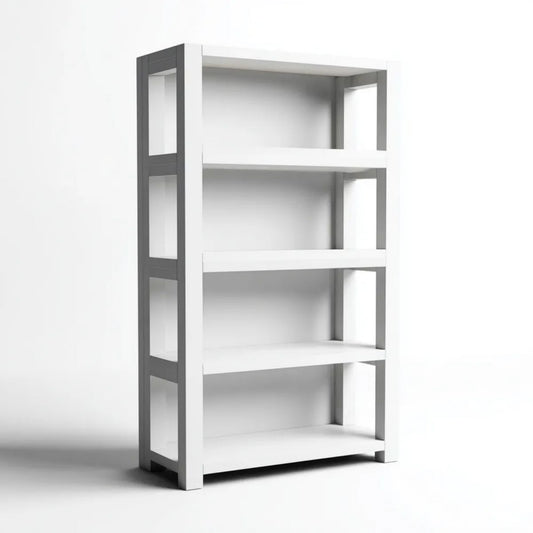 Regał stojący biało-szary z płyty wiórowej laminowanej 80 x 30 x 160 cm, 4 półki