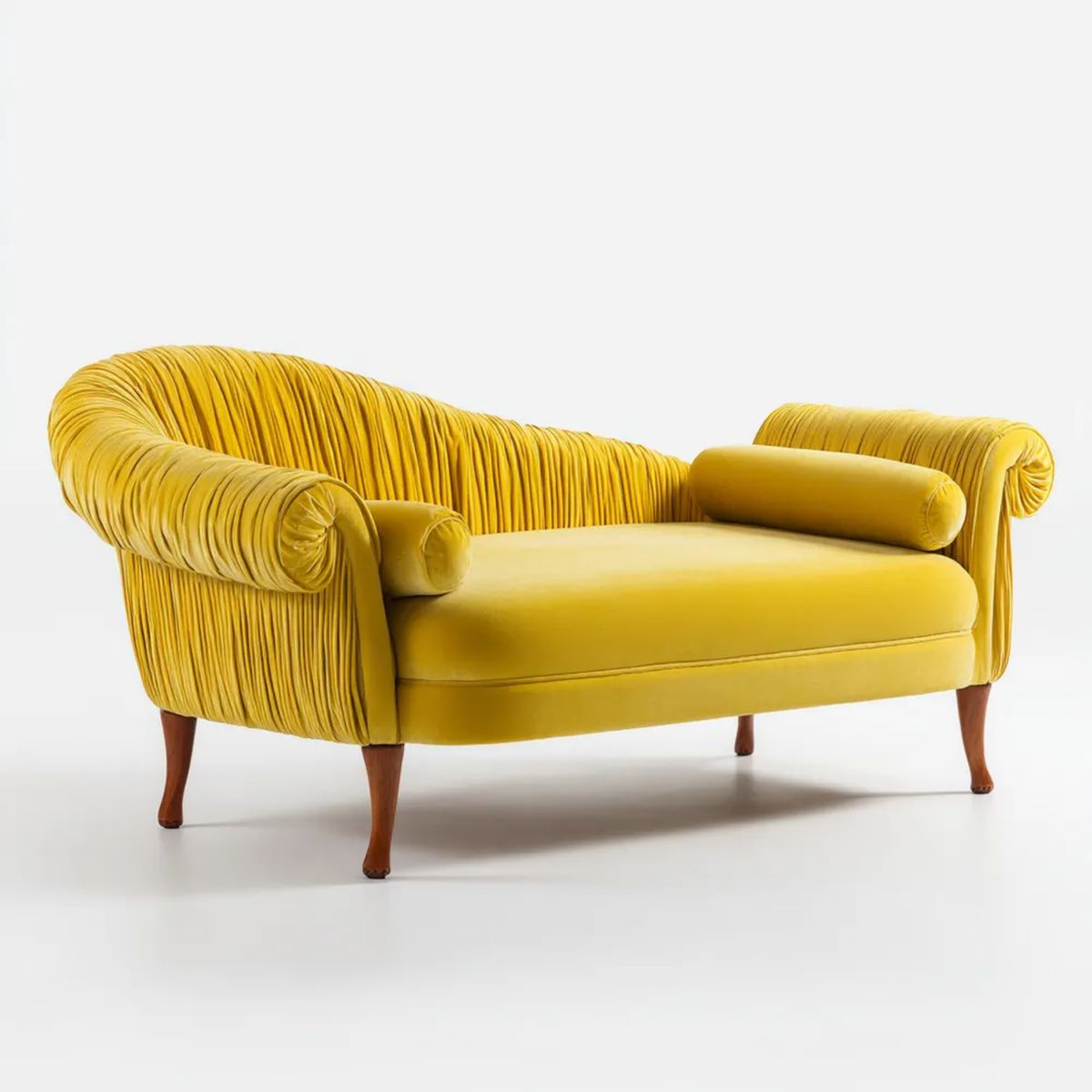 Dwuosobowa sofa owalna z aksamitnego poliestru, musztardowo-brązowa, 170 x 85 x 90 cm