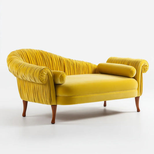 Dwuosobowa sofa owalna z aksamitnego poliestru, musztardowo-brązowa, 170 x 85 x 90 cm