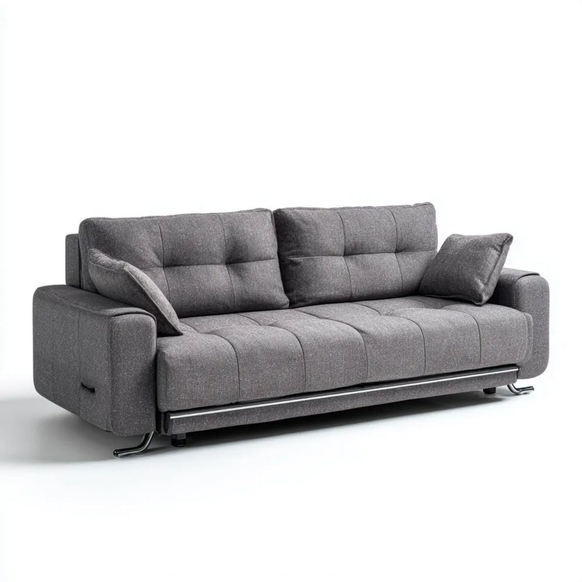 Rozkładana sofa 3-osobowa grafitowa z poliestru 230 x 95 x 88 cm