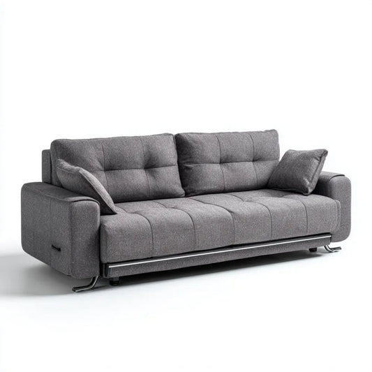 Rozkładana sofa 3-osobowa grafitowa z poliestru 230 x 95 x 88 cm