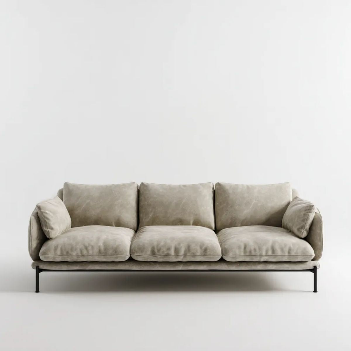 Sofa trzyosobowa szarobeżowa z aksamitu poliestrowego 220 x 92 x 82 cm