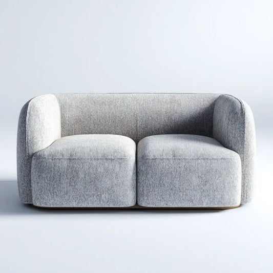 Szara sofa dwuosobowa z poliestru 160 x 85 x 72 cm o zaokrąglonej formie