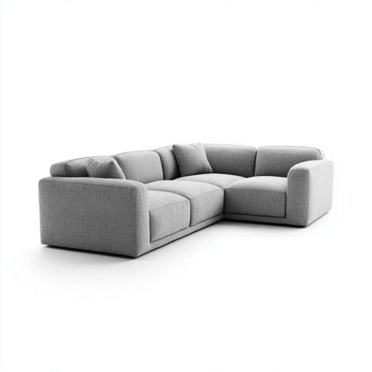 Lewostronna sofa narożna w kształcie L, szara, z tapicerką poliestrową, 280 x 170 x 75 cm