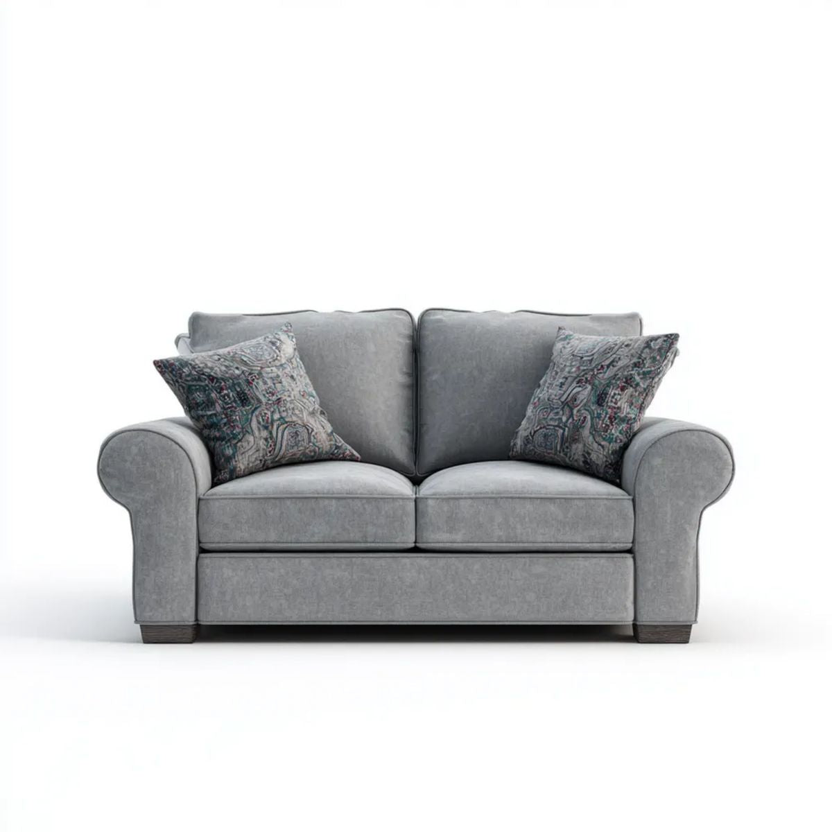 Szaro-grafitowa sofa dwuosobowa z tapicerką poliestrową, 170 × 95 × 90 cm