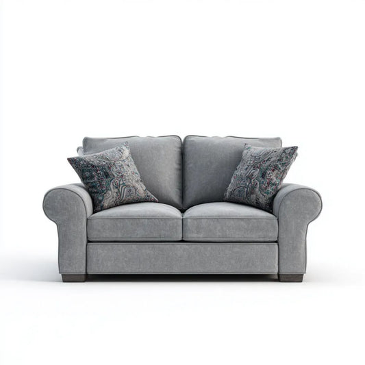 Szaro-grafitowa sofa dwuosobowa z tapicerką poliestrową, 170 × 95 × 90 cm
