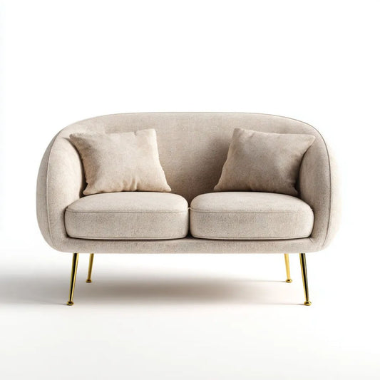 Kremowa sofa dwuosobowa z poliestru na stalowych nogach 145 x 80 x 78 cm