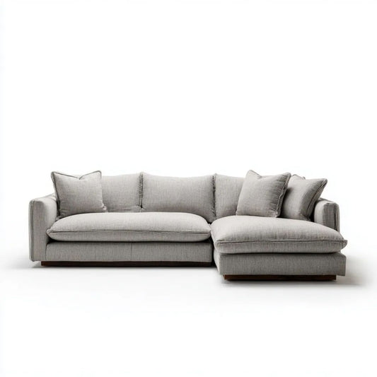Szara sofa narożna z szezlongiem w kształcie L, tkanina, 280 × 170 × 85 cm