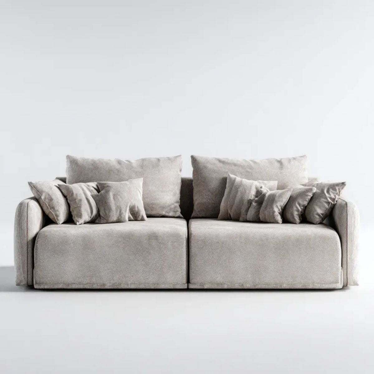 Sofa trzyosobowa jasnoszara tapicerowana poliestrem 240 x 105 x 85 cm