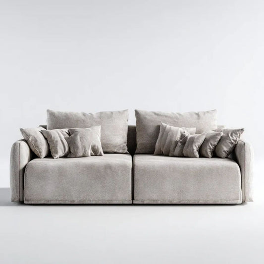 Sofa trzyosobowa jasnoszara tapicerowana poliestrem 240 x 105 x 85 cm